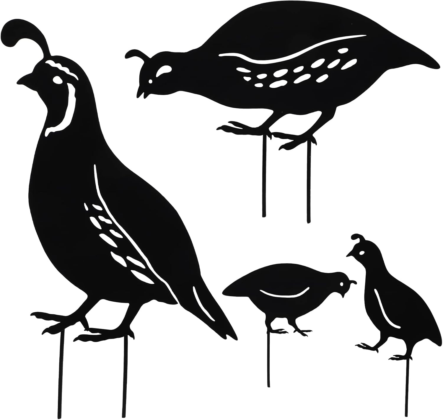 Metal Birds Yard Decor 4Pcs Quail Garden Decor Stakes Funny