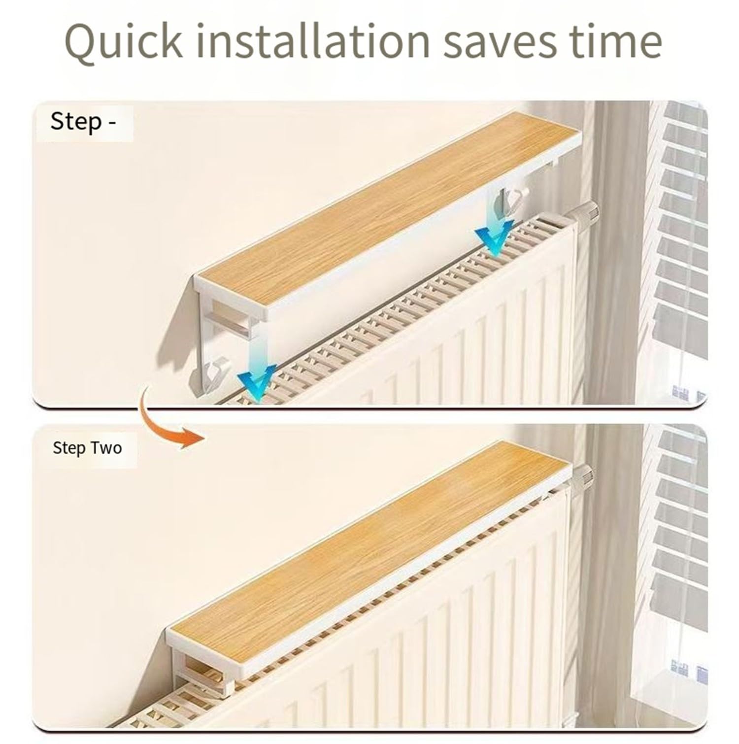 Mensola sopra Termosifone Galleggiante in Legno, Mensola Copritermosifone 40/50/60Cm Copertura per Termosifoni, Ripiano Portaoggetti per Termosifoni A,50cm