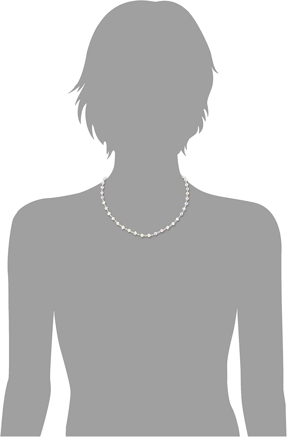 LTC Designs Austrian Crystal Aurora Borealis 4mm Choker Necklace, 14"+ 3" Sterling Extender for Men or Women, Perfect for Weddings, Christmas Gifts and other Special Occasions