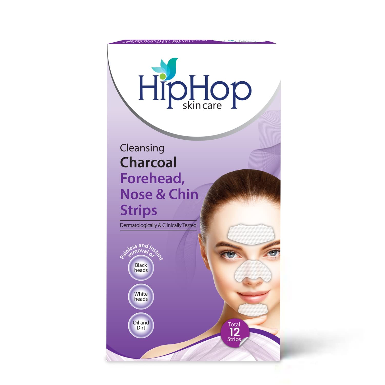 HipHop skin care Cleansing Charcoal Strips for Forehead, Nose & Chin (12 Strips