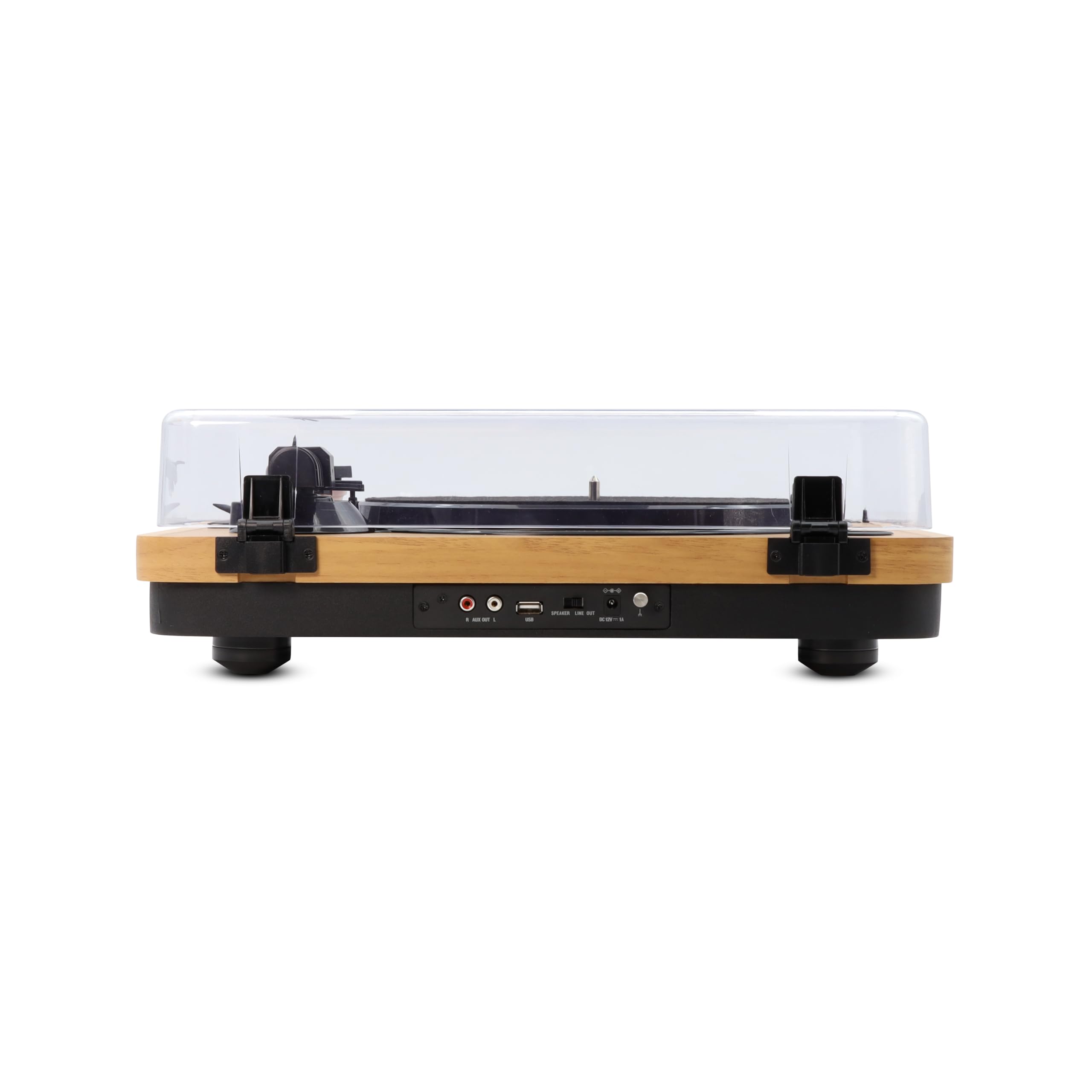 MOOOV 477361 Platine Vinyle Bluetooth avec Couvercle de Protection, Haut-parleurs Intégrés, Tourne Disque avec Enregistrement USB, Compatible 33/45/78 Tours, Sortie RCA, Effet Bois