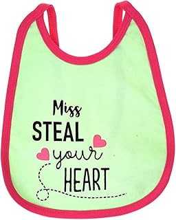 Mix&Max Cotton Bib Printed Heart For Girls-Mint Green&Fuchsia