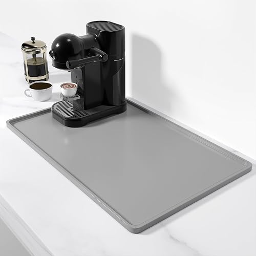 Rnivvi Silicone Coffee Mat, 12' x 19' Waterproof Raised Edge Coffee Bar Mats for Espresso Machine Station Accessories, H