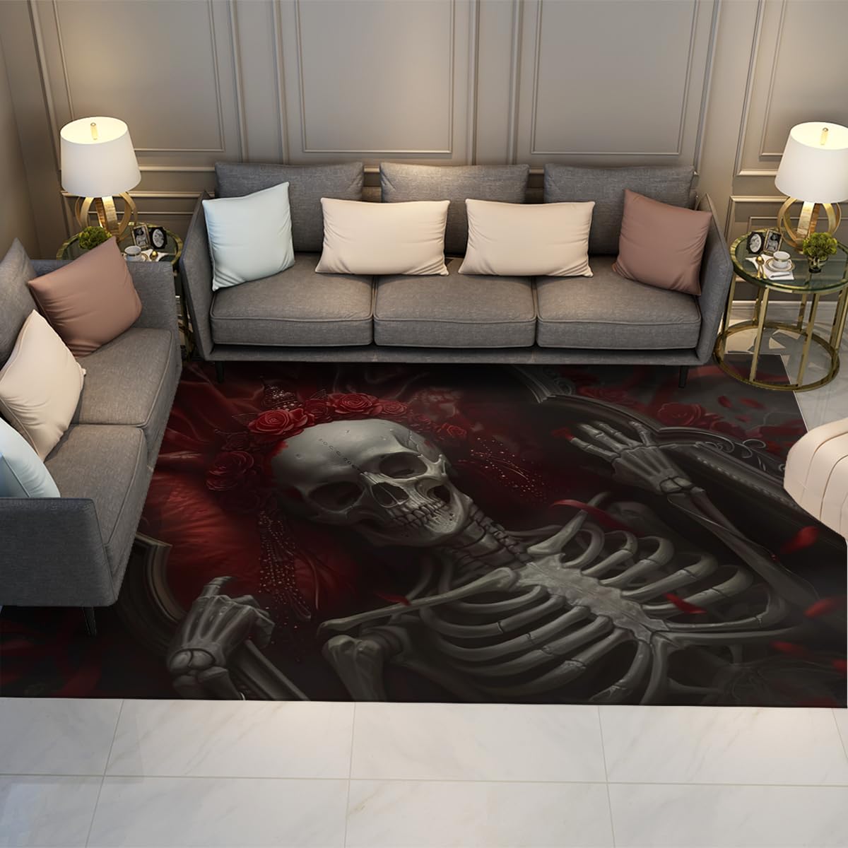 Tapis de Salon Gothique Rose - Créez un Récit Romantique Unique
