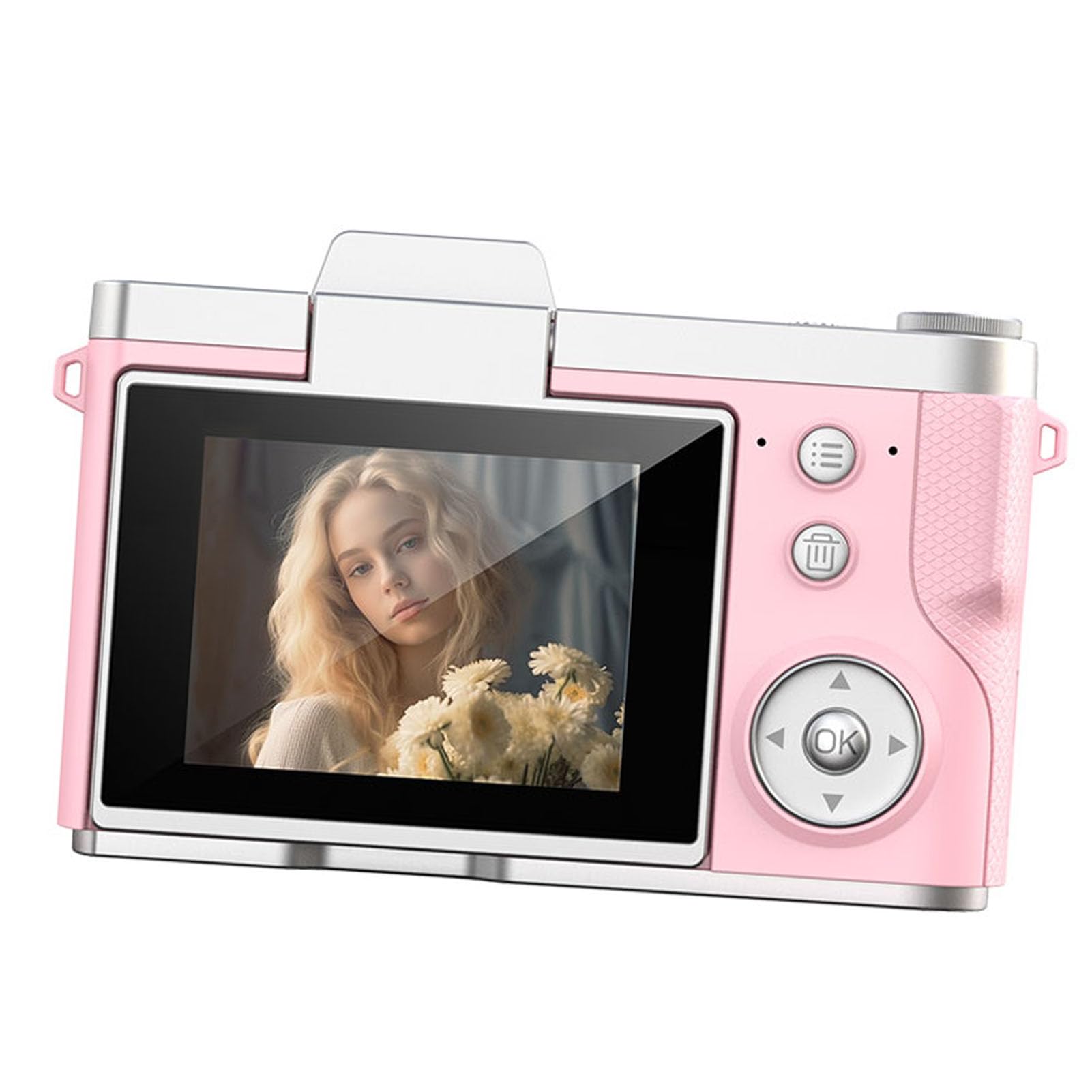 Focket Fotocamera Digitale, Fotocamera Mirrorless da 48 MP 1080P Schermo Flip da 2,4 Pollici Zoom Digitale 8x per Vlogging, Compatta con Messa a Fuoco Automatica Antivibrazione per
