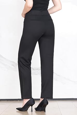 Womens Dress Pants Work High Waisted Straight Leg Trousers Business Office Casual Slacks
