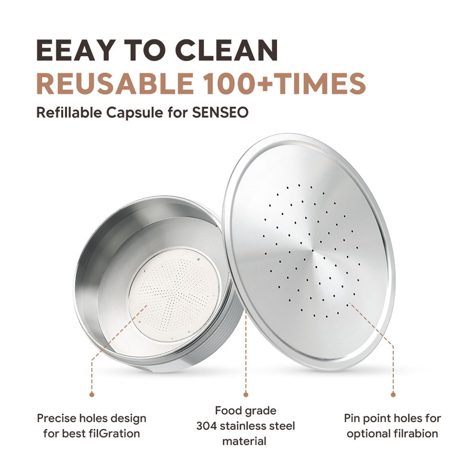 FLEXMAN Cápsula de Café Recargable, Cápsulas de Café Recargables de Acero Inoxidable para Preparar Espressos para HD7801, Cápsulas para Máquinas Café con Cepillo y Cuchara