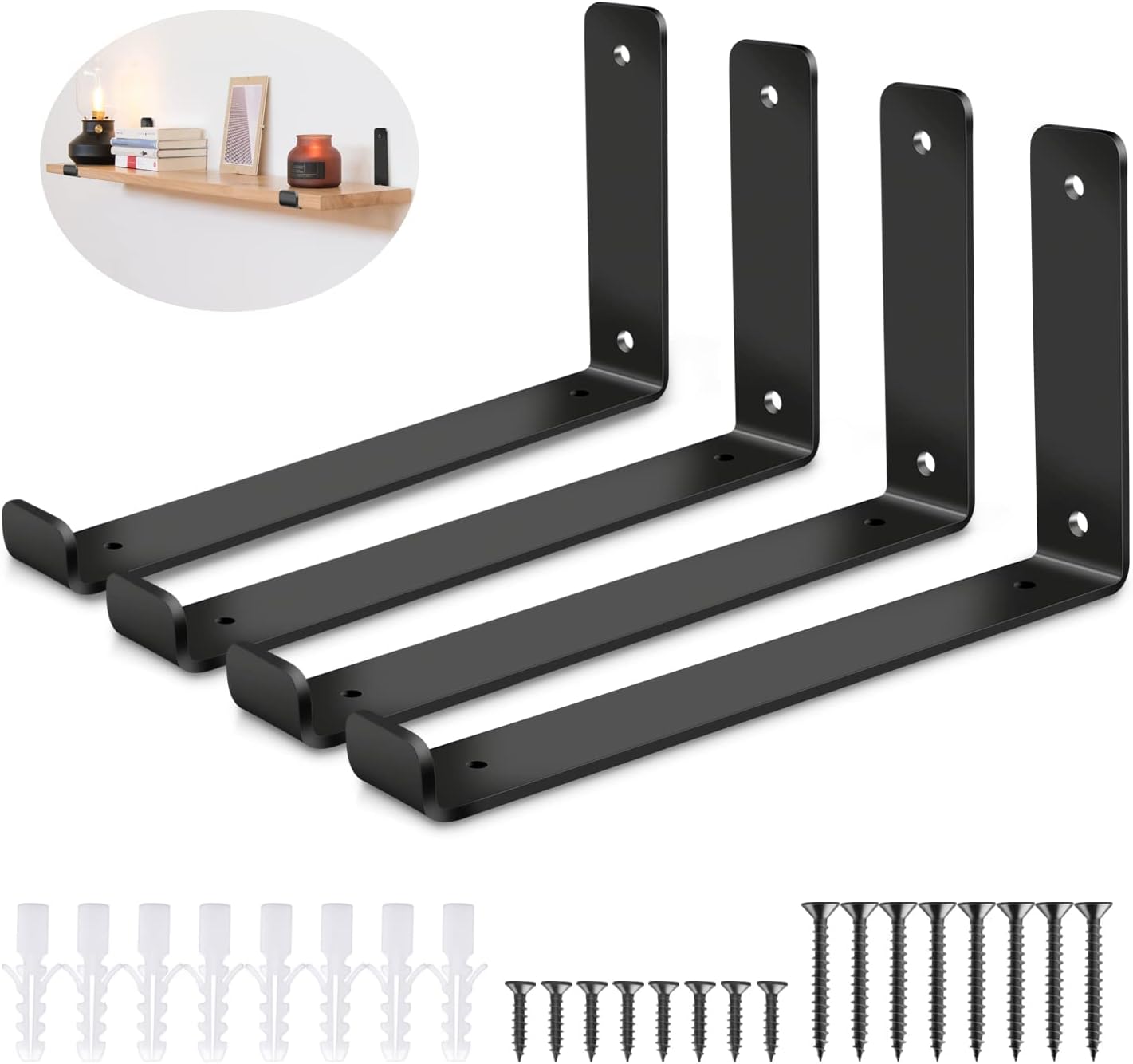 Shelf Brackets 12 Inch, Heavy Duty Metal Shelf Brackets with Lip for