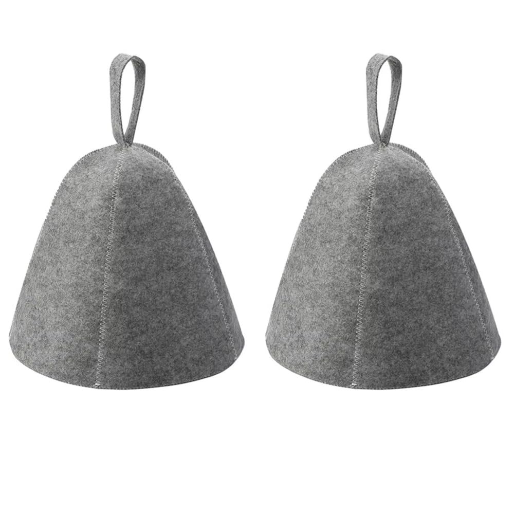 WUZIA 2Pcs Breathable Felt Sauna Cap Adjustable Head Protection Spa Accessories for Men Women, Grey