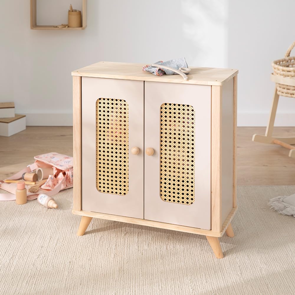 howa Miniflowers 2660 Armoire pour poupée en Bois avec Tringle à vêtements, étagères et 3 cintres