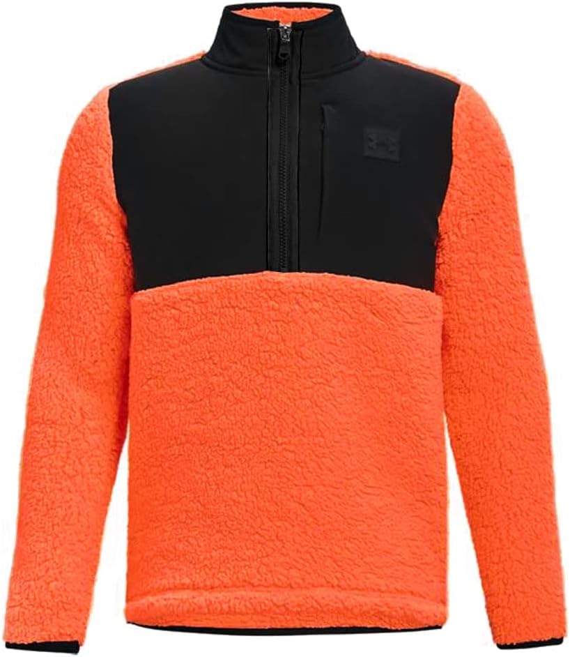 Under Armour Boys' UA Sherpa ½ Zip Fleece Pullover Sweater Youth (as1, Alpha, s, Regular, Regular, Orange Voltage)