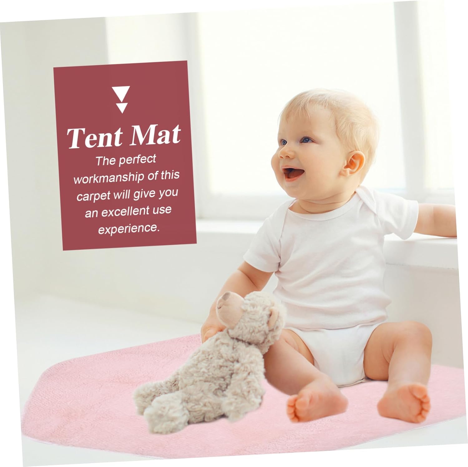 Hexagon Play Tent Rug Plush Carpet Soft Pink Cushion for Childrens Playhouse Nursery Crawling Mat Non Odor Pad for Yoga Pet Pad