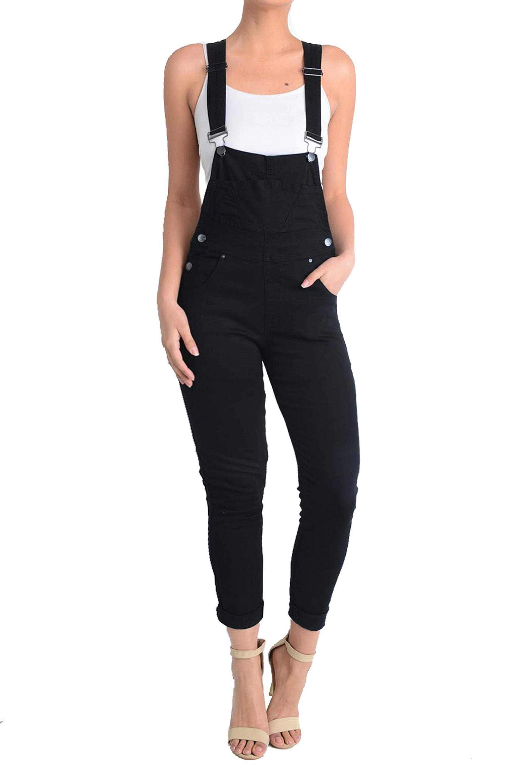 TwiinSisters Women's Push Curvy Basic Skinny Stretch Overalls Size Small to 3X