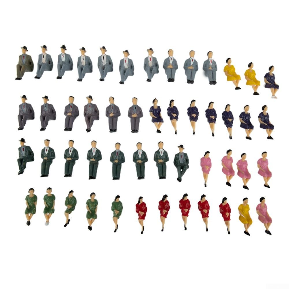 50 Pcs Mini People Figurines 1: 32 Scale Model Trains Architectural Painted People Figures, Sitting Plastic Miniature Figures For Miniature Scenes, Decorative Architectural Model Supplies
