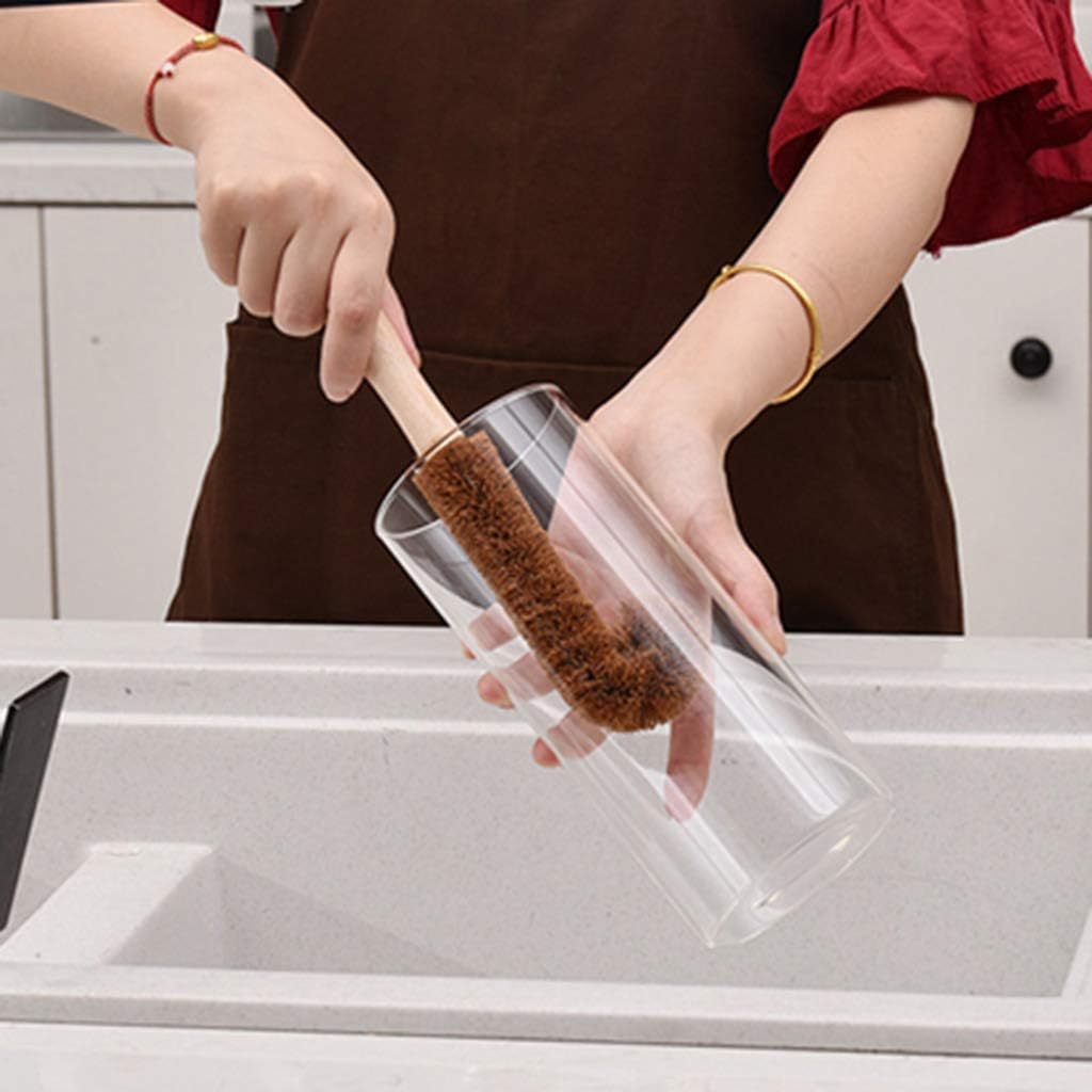 Kitchen Wooden Handle Fiber Brush Dish Bottle Scrub Wash Tool