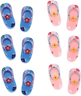 MOUNTTU 6 Pairs 1/12 Scale Accessories, Resin Beach Flip Flops Dollhouse Miniatures 0.8x0.4\" Dollhouse Decoration Accessories Scene Miniature Miniatures