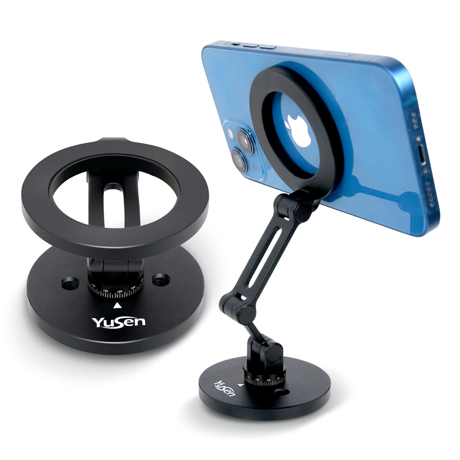 Double Side Magnetic Cell Phone Holder - Compatible with Magnetic Case, 1/4" Screw for Tripod Mount, Phone Stand for iPhone 16 15 14 13 12 Pro Max Series