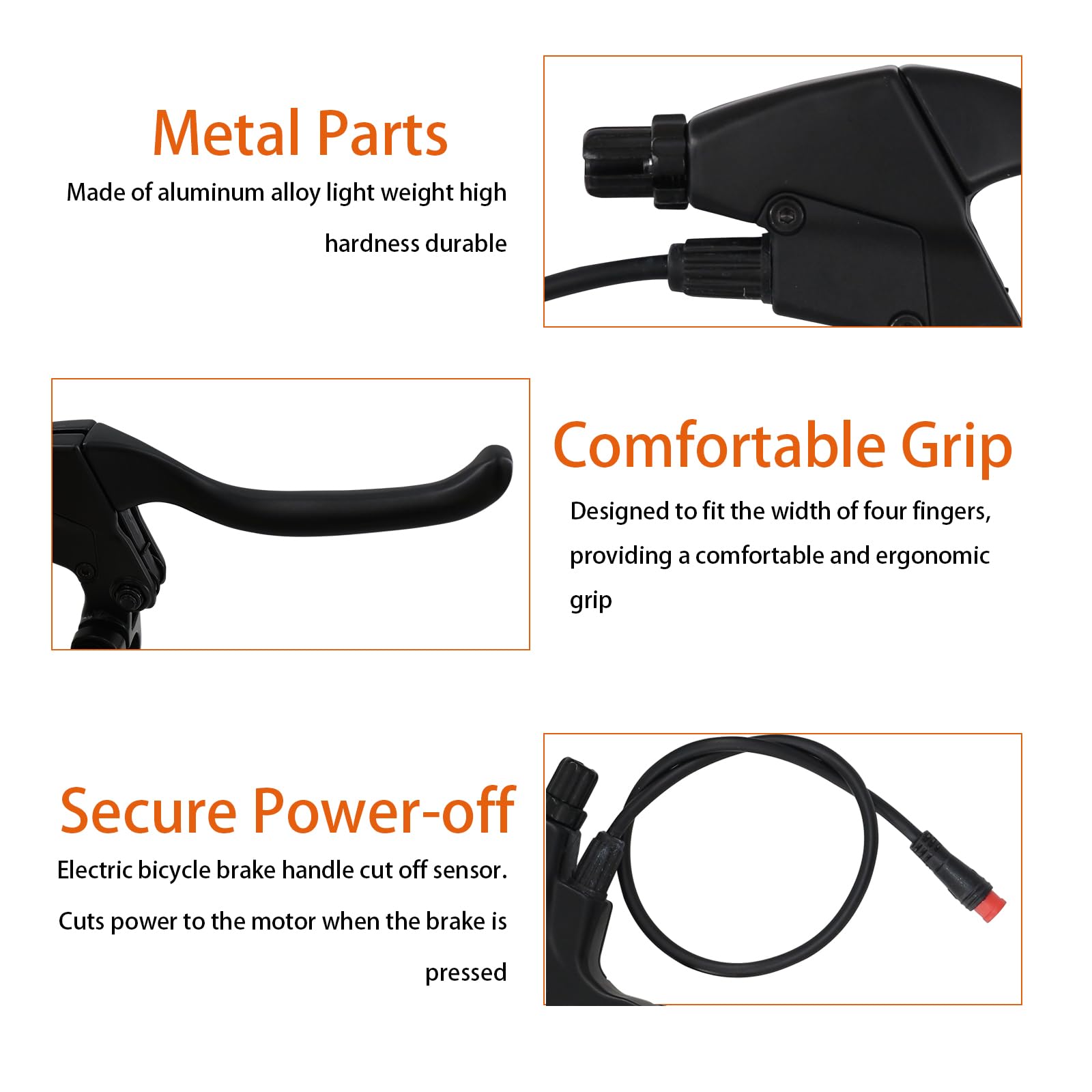 Palanca de freno para bicicleta eléctrica, E-Bike, E-Scooter electrónico, control de seguridad con cable impermeable (1 par)