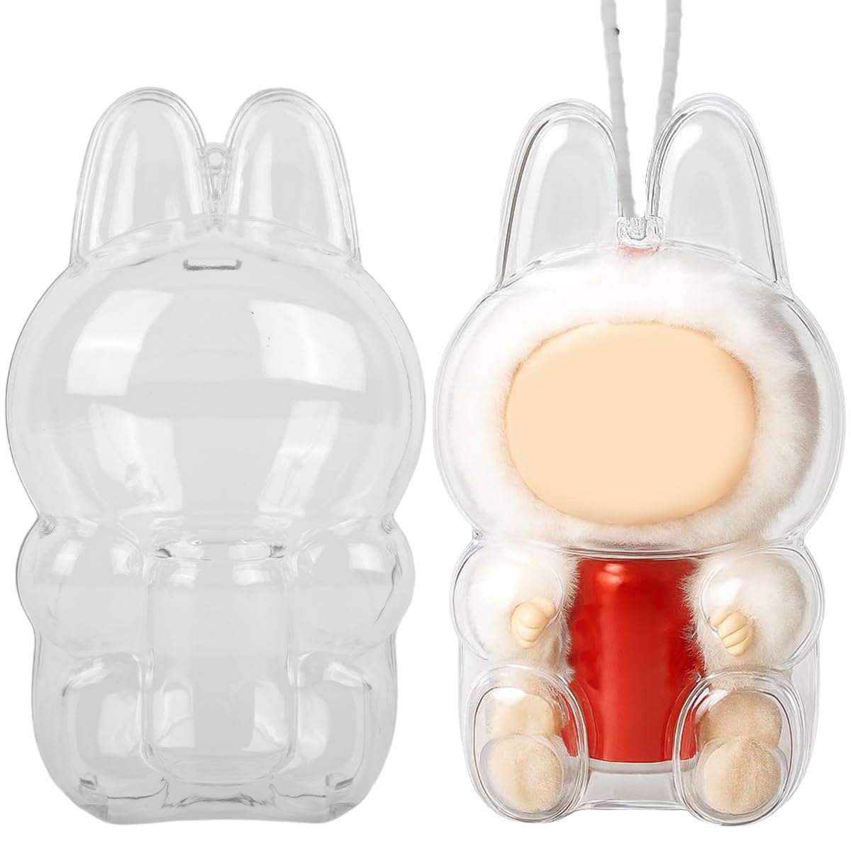 FANCYKU® Clear Enclosure Protective Case for Collectibles Figures Toy, Custom-fit PC Clear Carry-on Case for 4'' Plush Toy, with Silicone Loop Strap-picture-18
