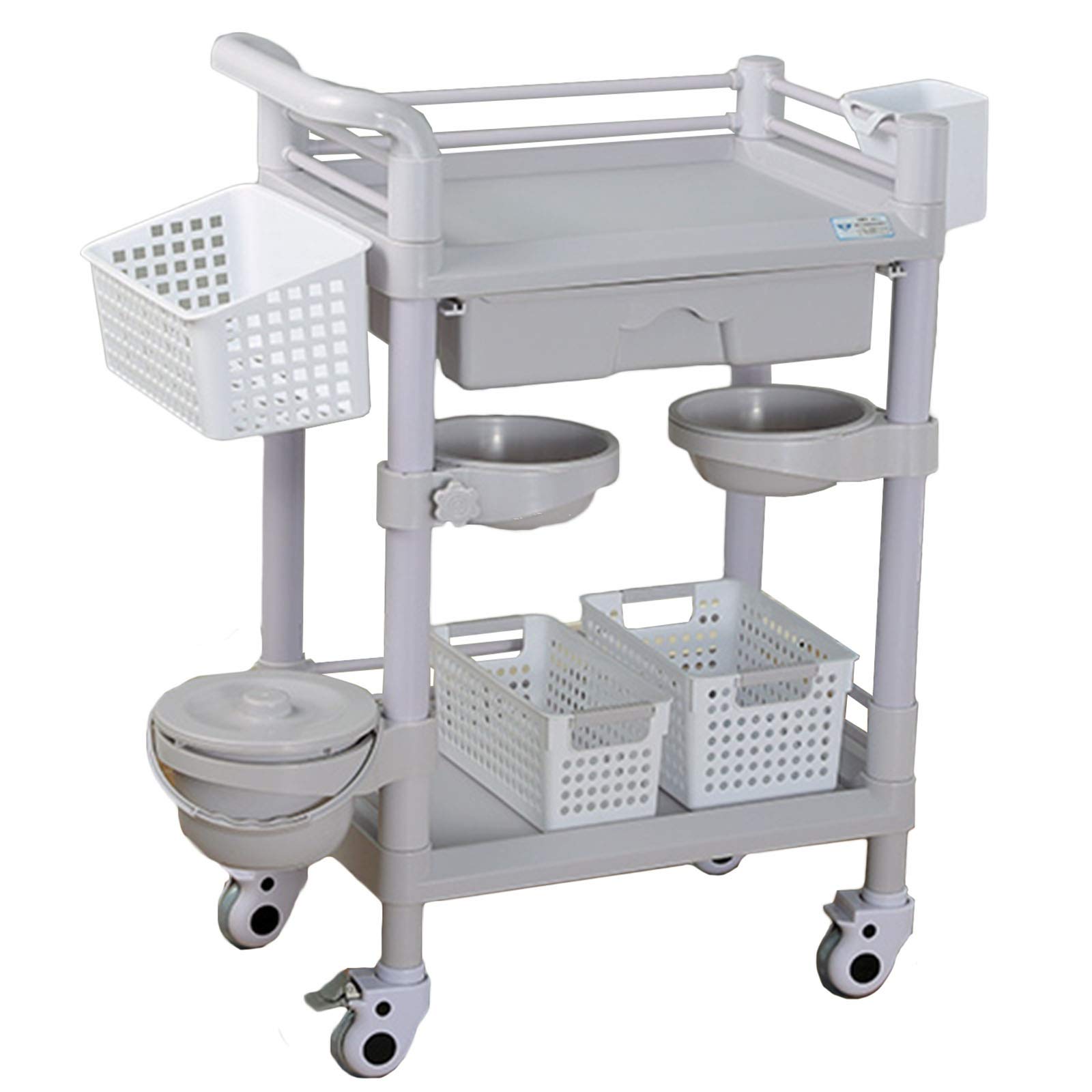 asdchZen Utility Cart Organizer Service Cart Multifunctional Rolling Trolley, Laboratory Instrument Cart With Brake Wheels, Large Capacity Beauty Storage Car