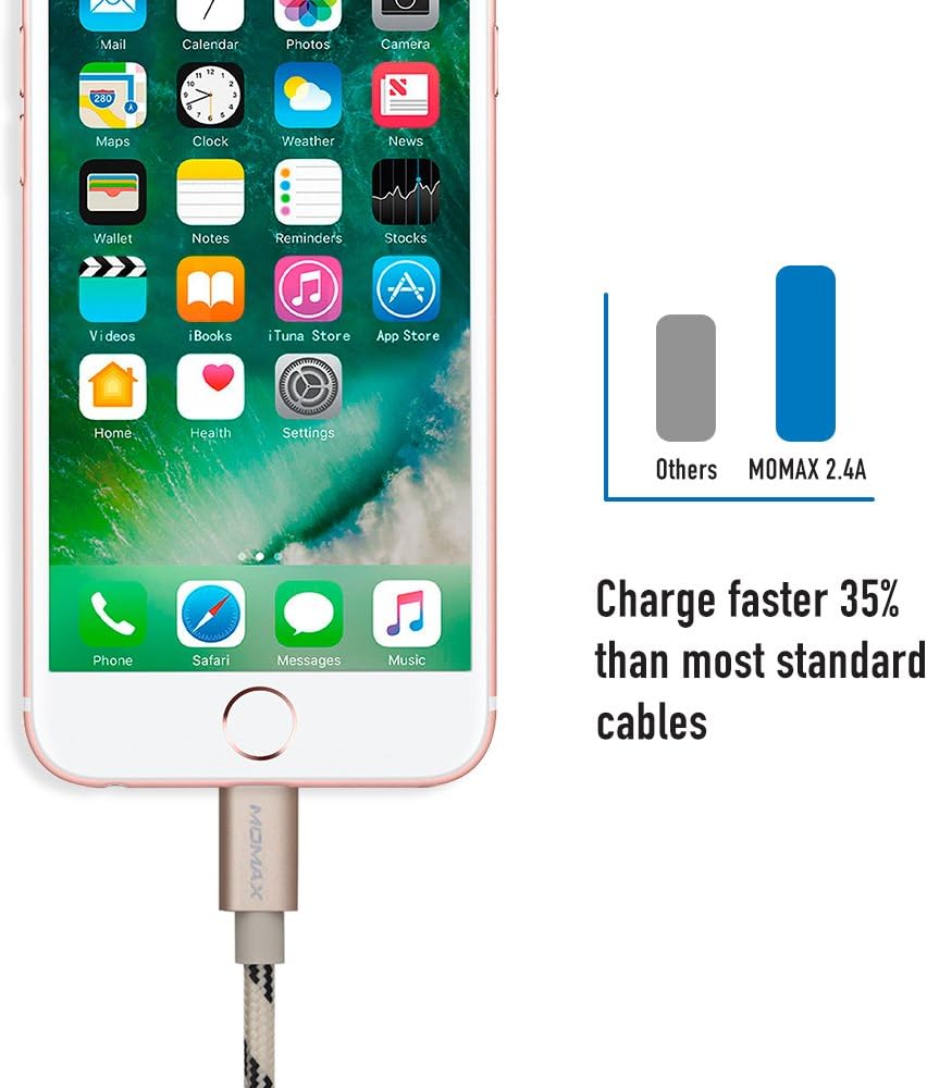 🛒 Crazy Deals Woven Lightning Cable 3.3ft, MFi Certified MOMAX 1m 2.4A Fast Charging Woven Braid Lightning to USB Cable Compatible with iPhone 12/12 Pro/12 Pro Max/11/11 Pro/X/XS/8 Plus/iPad/Airpods (Gold) Weekly Top Sale Woven Lightning Cable 3.3ft, MFi Certified MOMAX 1m 2.4A Fast Charging Woven Braid Lightning to USB Cable Compatible with iPhone 12/12 Pro/12 Pro Max/11/11 Pro/X/XS/8 Plus/iPad/Airpods (Gold)