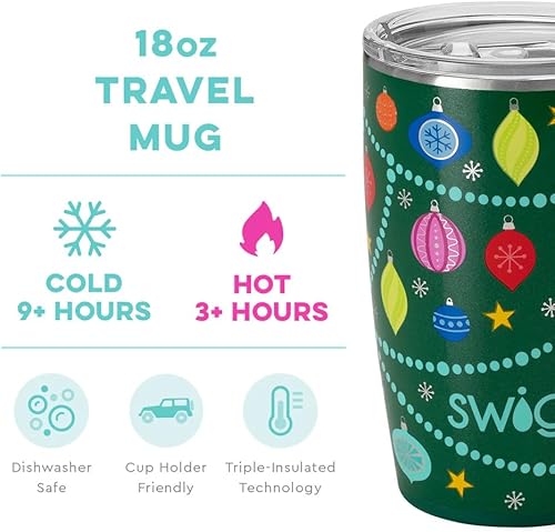 Miniatura 2 de Swig Life Taza de viaje de 18 onzas, impresiones discontinuas, vaso aislado con asa y tapa, apto para vasos, apto para lavavajillas, acero