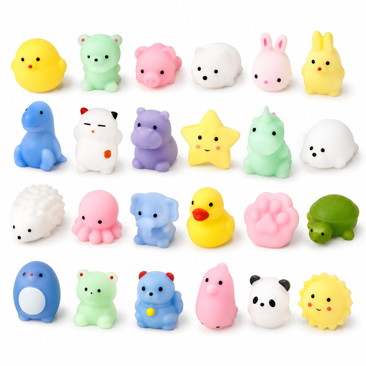 24PCS Mini Squishies, Squishy Fidget Play Pieces for Daily Leisure, Mochi Squishy Play Set, Portable Sensory Pieces for Classroom and Travel, 24 Piece Animal Squishy