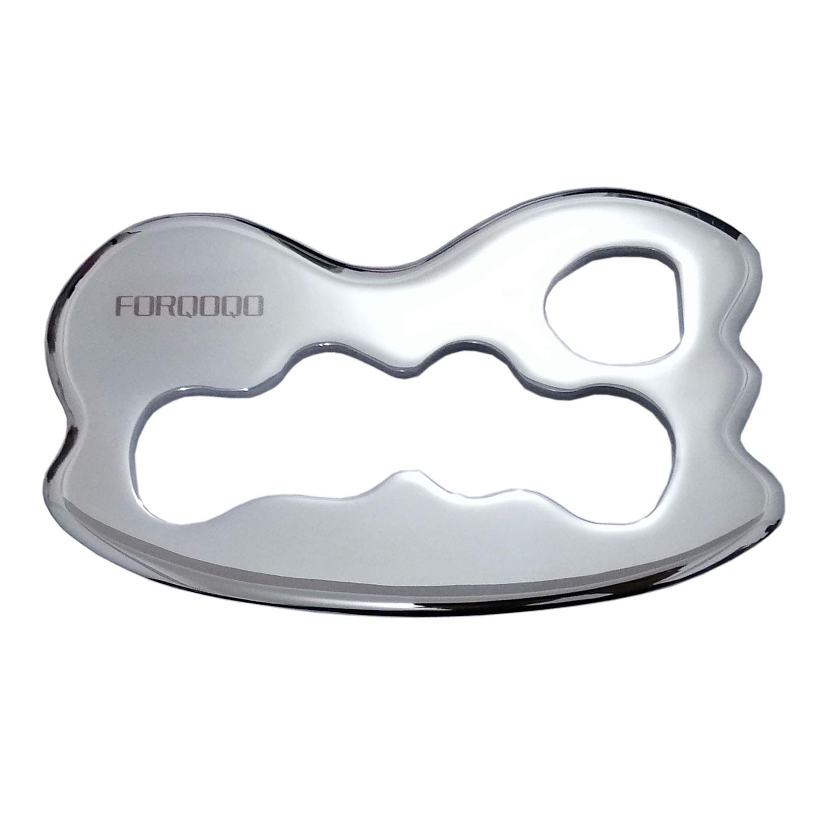 FORQOQO Stainless Steel Gua Sha Massage Tool, E Shape Massager for Soft Tissue Mobilization, Muscle Relaxation and Pain Relief