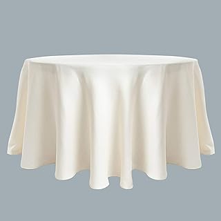 SARO LIFESTYLE Poly and Linen Blend Toscana Tablecloth with Hemstitch Border, Natural, 96