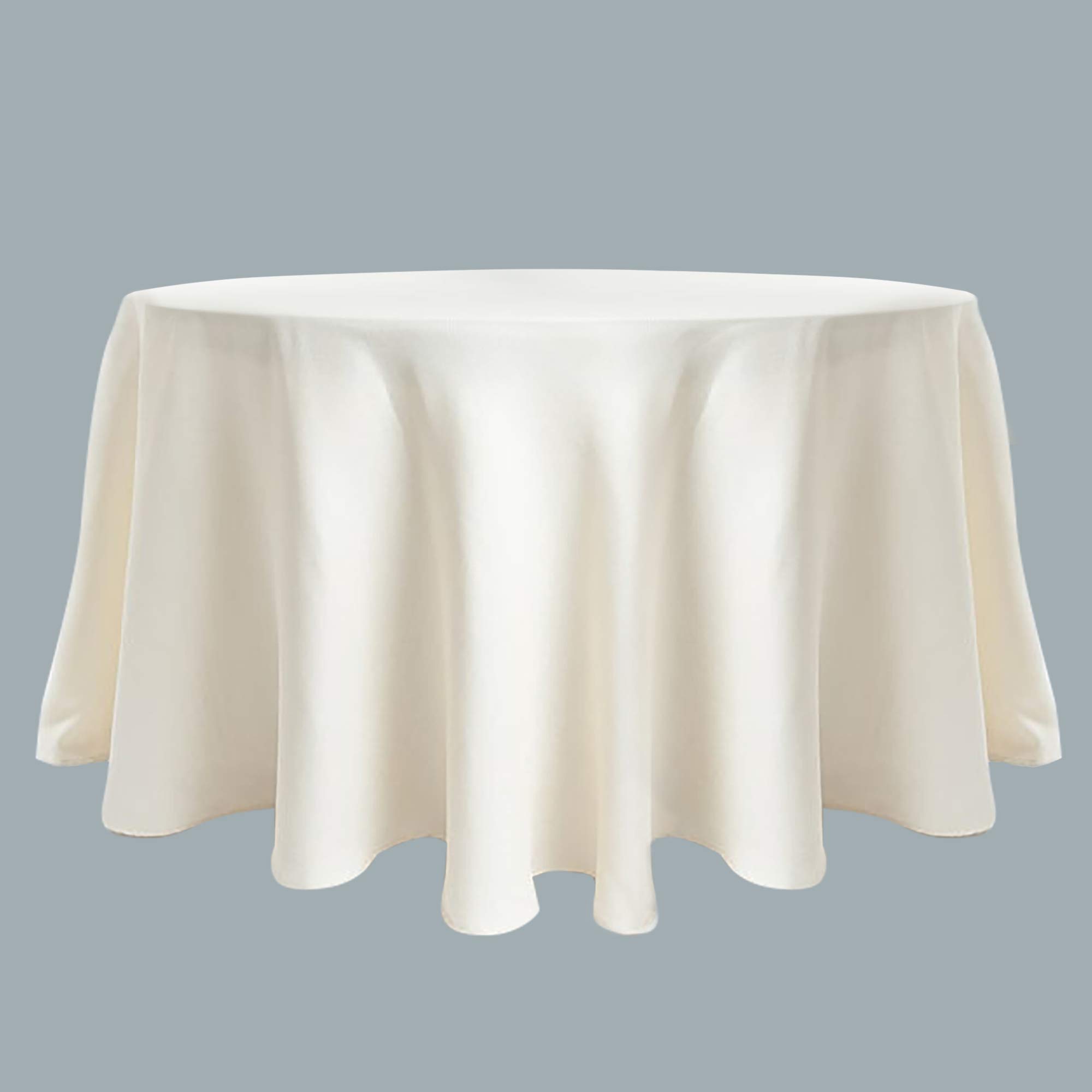 SARO LIFESTYLE Poly and Linen Blend Toscana Tablecloth with No Hemstitch Border, Natural, 120"