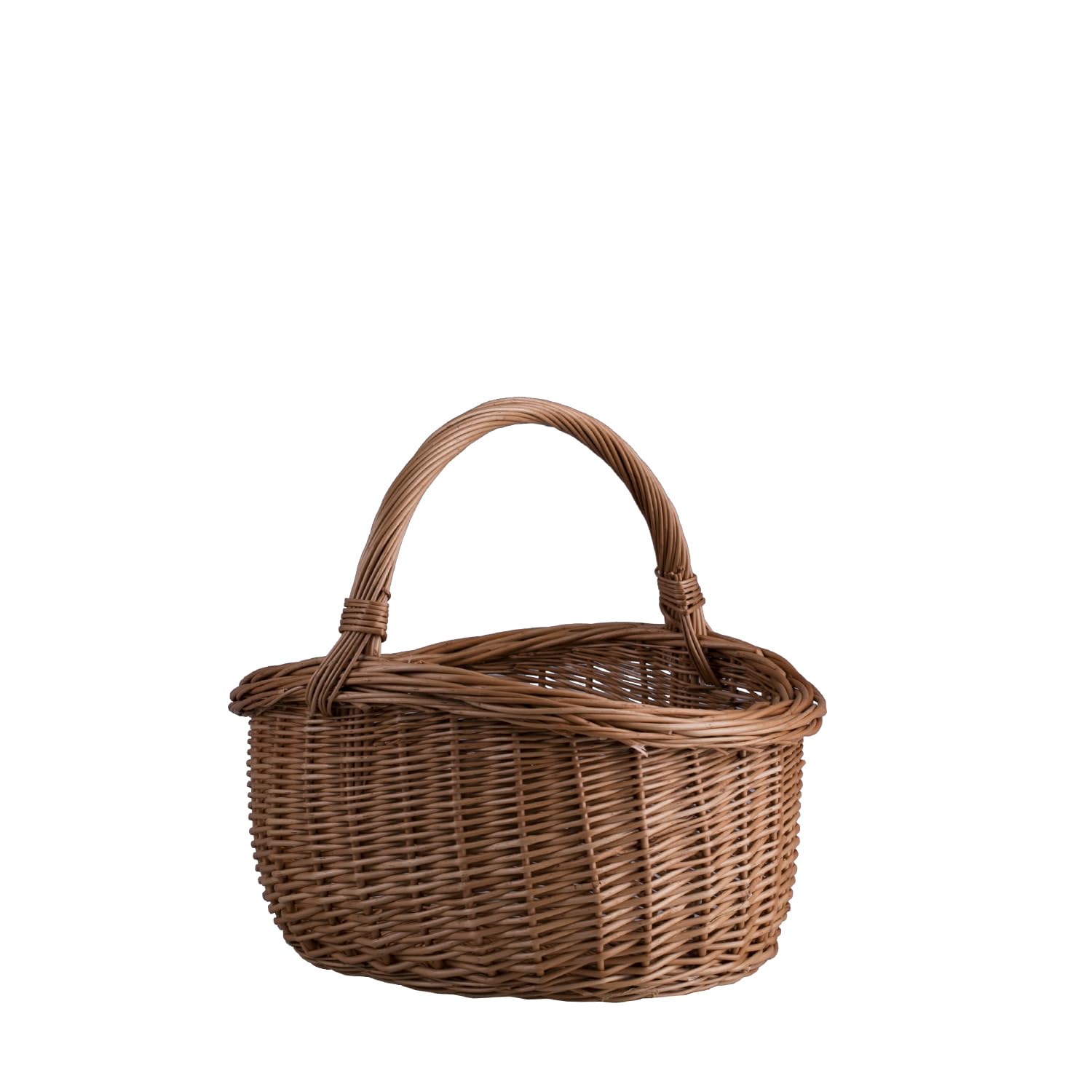 Cesta de mimbre, Cesta con asa, Cesta góndola de mimbre, Cesta ovalada de boda, cesta para todas las ocasiones (Naturel_1)