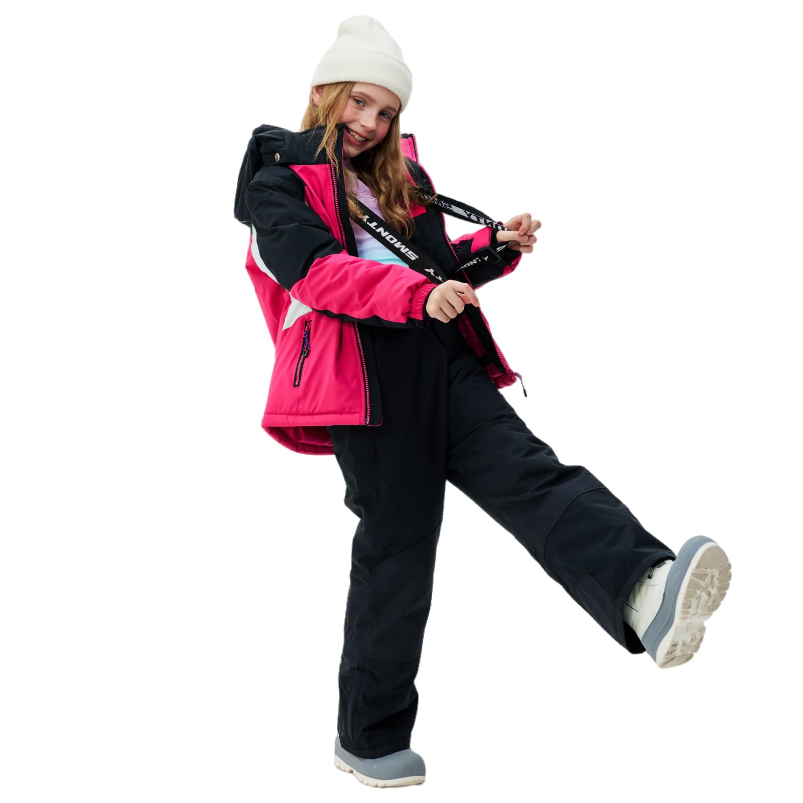 SMONTY Conjunto de Esquí niñas chaqueta y pantalones de esquí de invierno correas con capucha A prueba de viento Impermeable