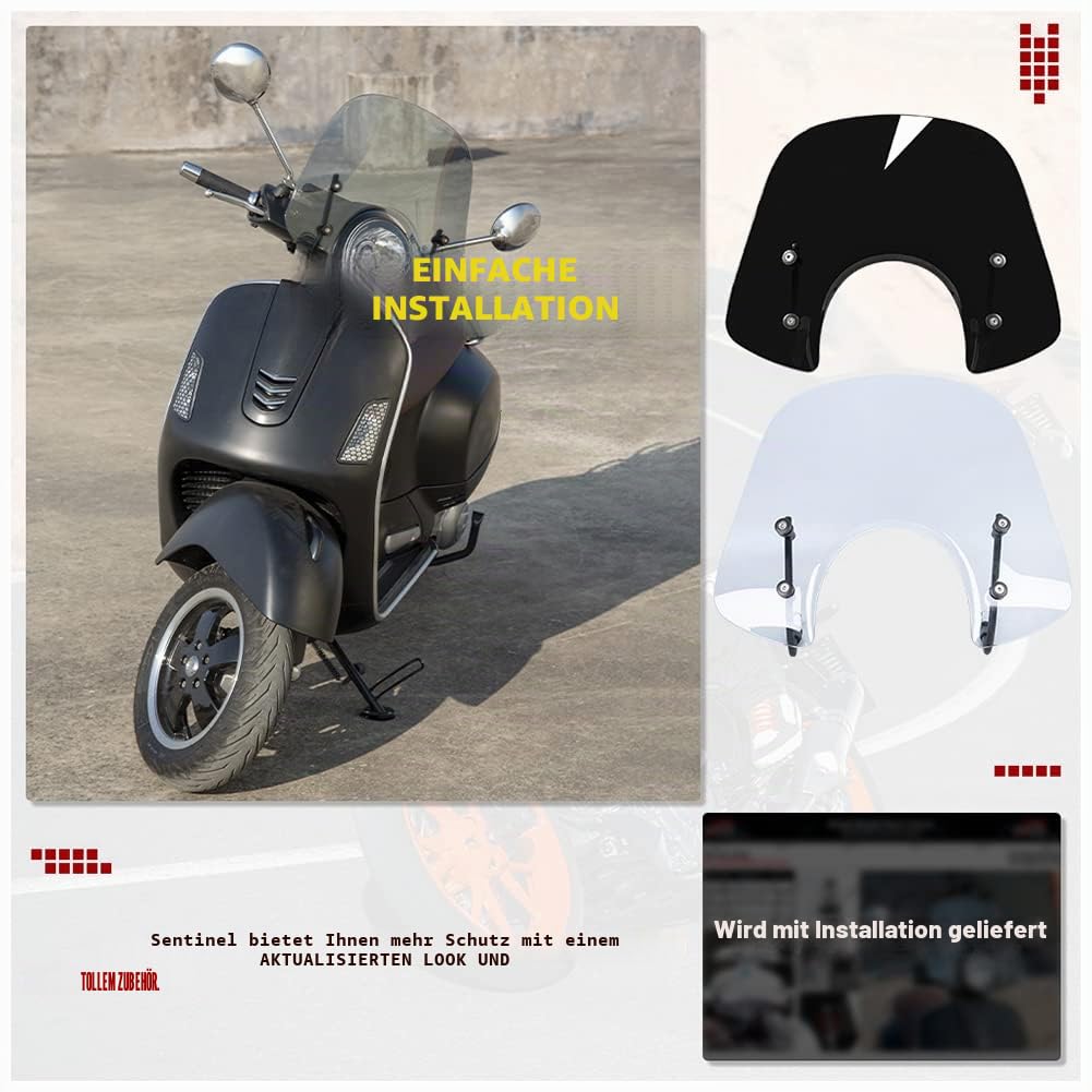 Sport Bikes Scooter Windschutzscheibe Deflektor Protektor für Piaggio Vespa LX 150 125 50 LX125 LX150 LX50 GT200 GT 200 GTS250 GTS300 GTS 250 300 125 Super Sport Bj Motorteile (Klar)