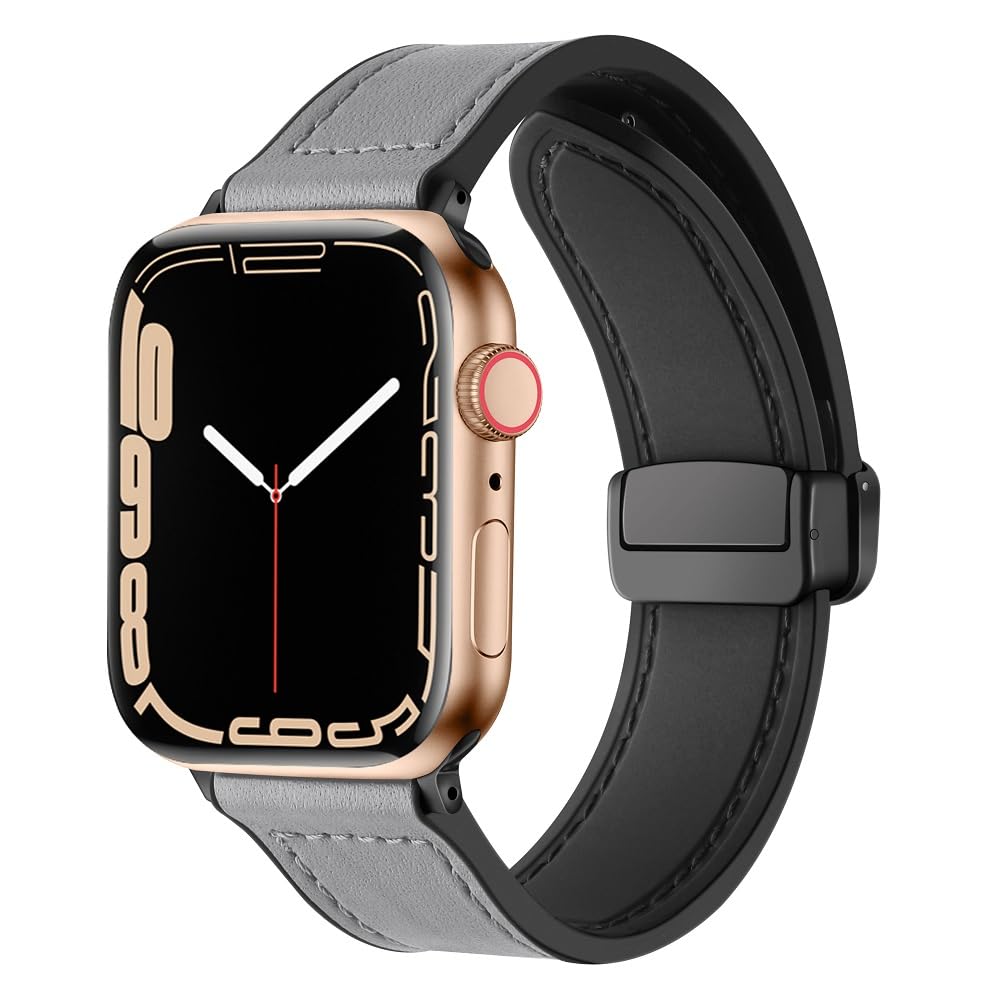 YODI Straps Compatible with Apple Watch 42mm 44mm 45mm 49mm, Replacement Watch Band Leather with Magnet Buckle Strap for iWatch Ultra Series 8/7/6/5/4/3/2/1 SE