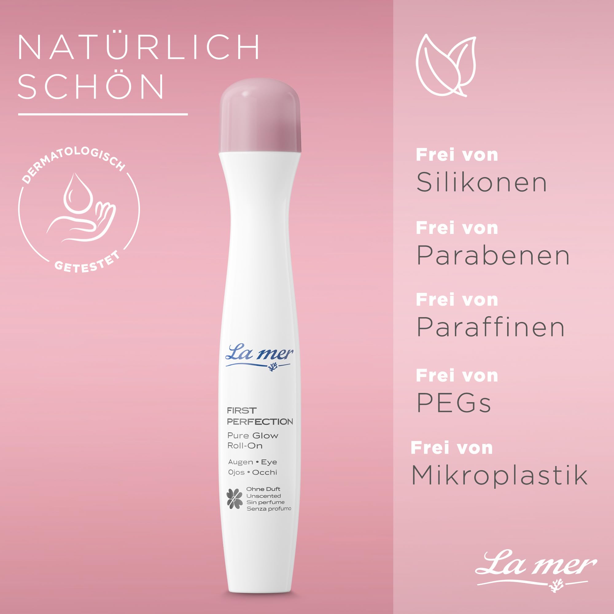 La mer First Perfection Pure Glow Roll-On - Augengel gegen die ersten Zeichen von Aging - Glättet die Haut und spendet Feuchtigkeit - Mindert Schwellungen, Augenringe und rote Äderchen - 15 ml