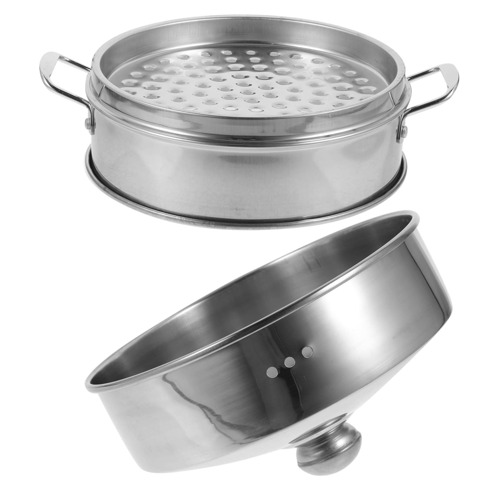 GALPADA Vaporera de Forma Uniforme para Cocinar de Aleación de Aluminio Resistente al Calor Tapa Segura y Diseño Plata para Cocinar Carne y Postres al Vapor