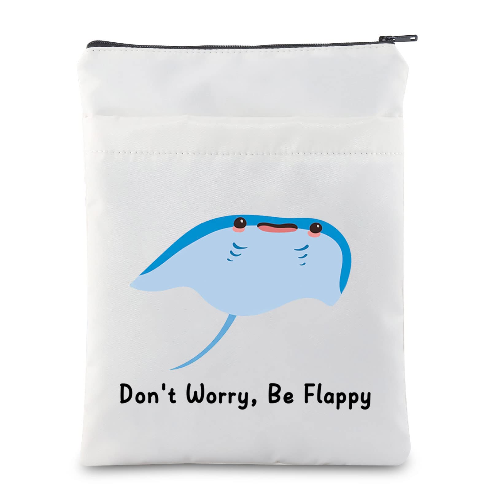 MNIGIU Stingray Lover Gift Funny Stingray Book Sleeve Manta Ray Book Protector Cover Don't Worry Be Flappy (Stingray)