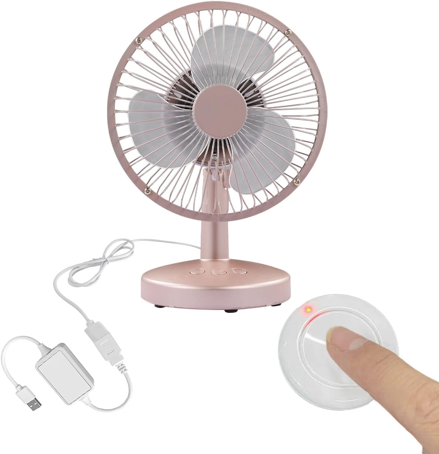 5V USB-Powered Fan Cooling Air Fan Rotatable Powerful Fan with Remote Control Two Speed Governing Fan for Office Computer Desk Dormitory Student Dormitory - Rose Gold