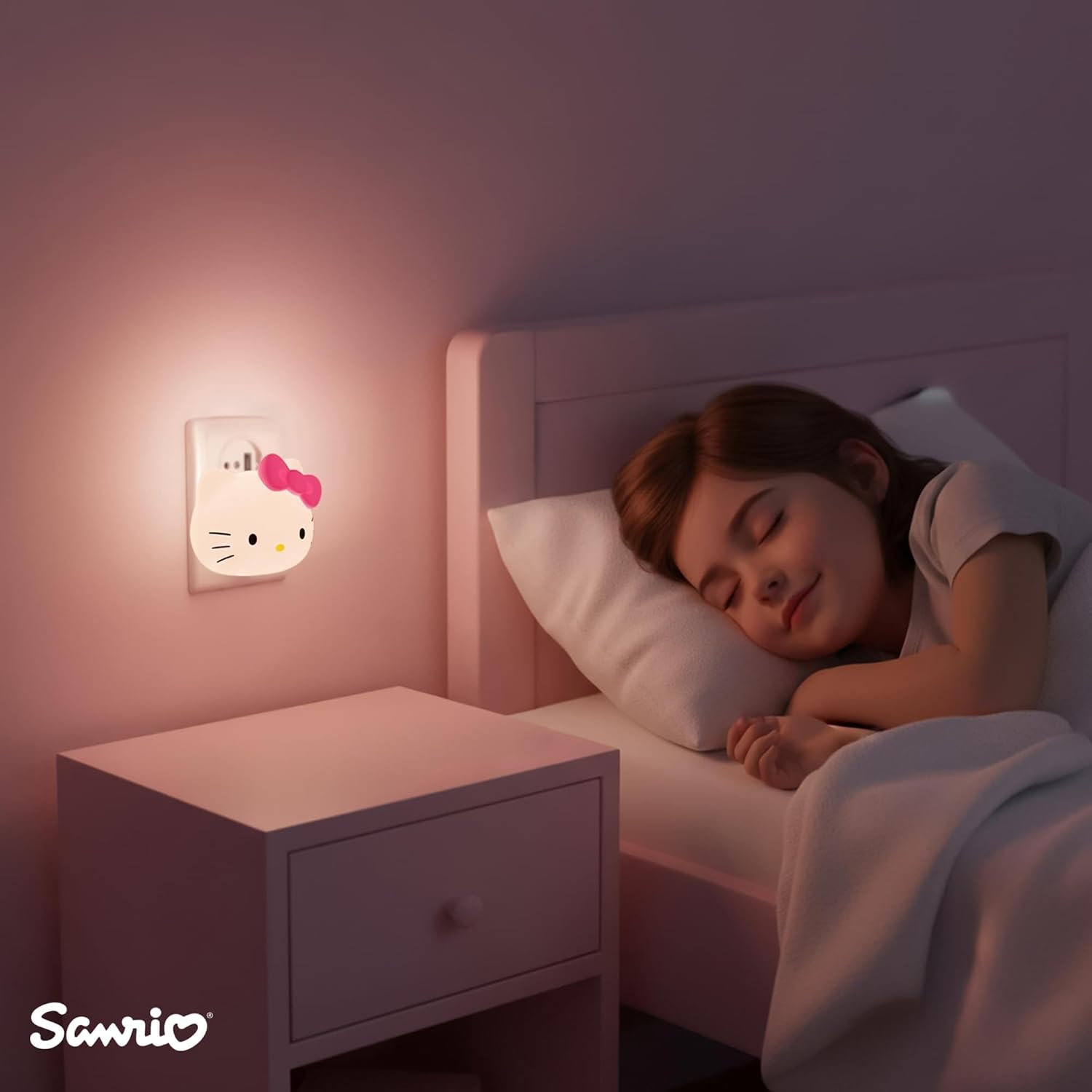 Ukonic Sanrio Hello Kitty Face Plug-in Nightlight, LED Mood Light