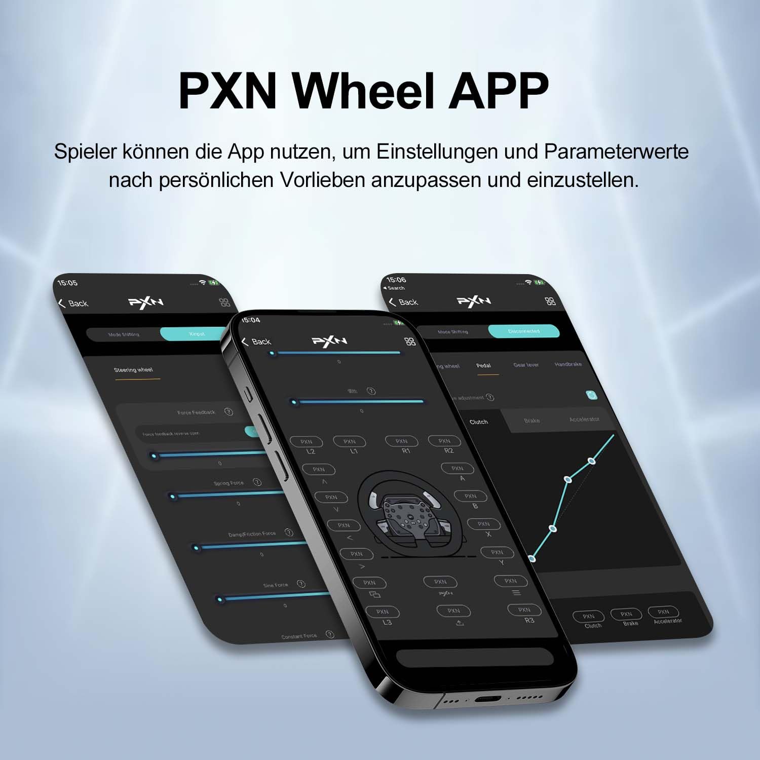 PXN V99 Gaming-Lenkrad Force Feedback 3,2 Nm für PC Xbox One Xbox Series X/S PS4 mit Pedalen Schaltung Hall-Effekt Formel-Racing