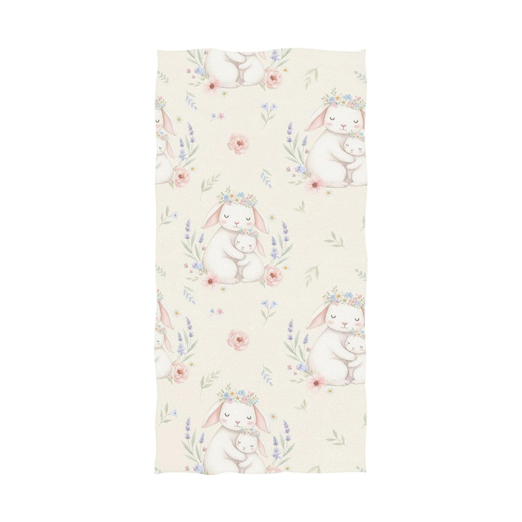 Kutsu Bunny Bath Towel, Highly Absorbent Cotton Soft Bath Hand Towel for Bathroom Kitchen Hotel Spa, 64 x 32 In