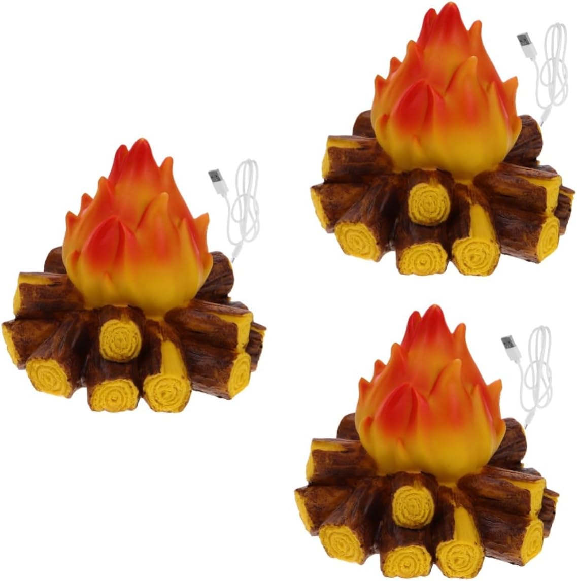 Ciieeo 3pcs Led Fake Flame Night Light Creative Flame Lamp Prop Simulated Campfire Decor