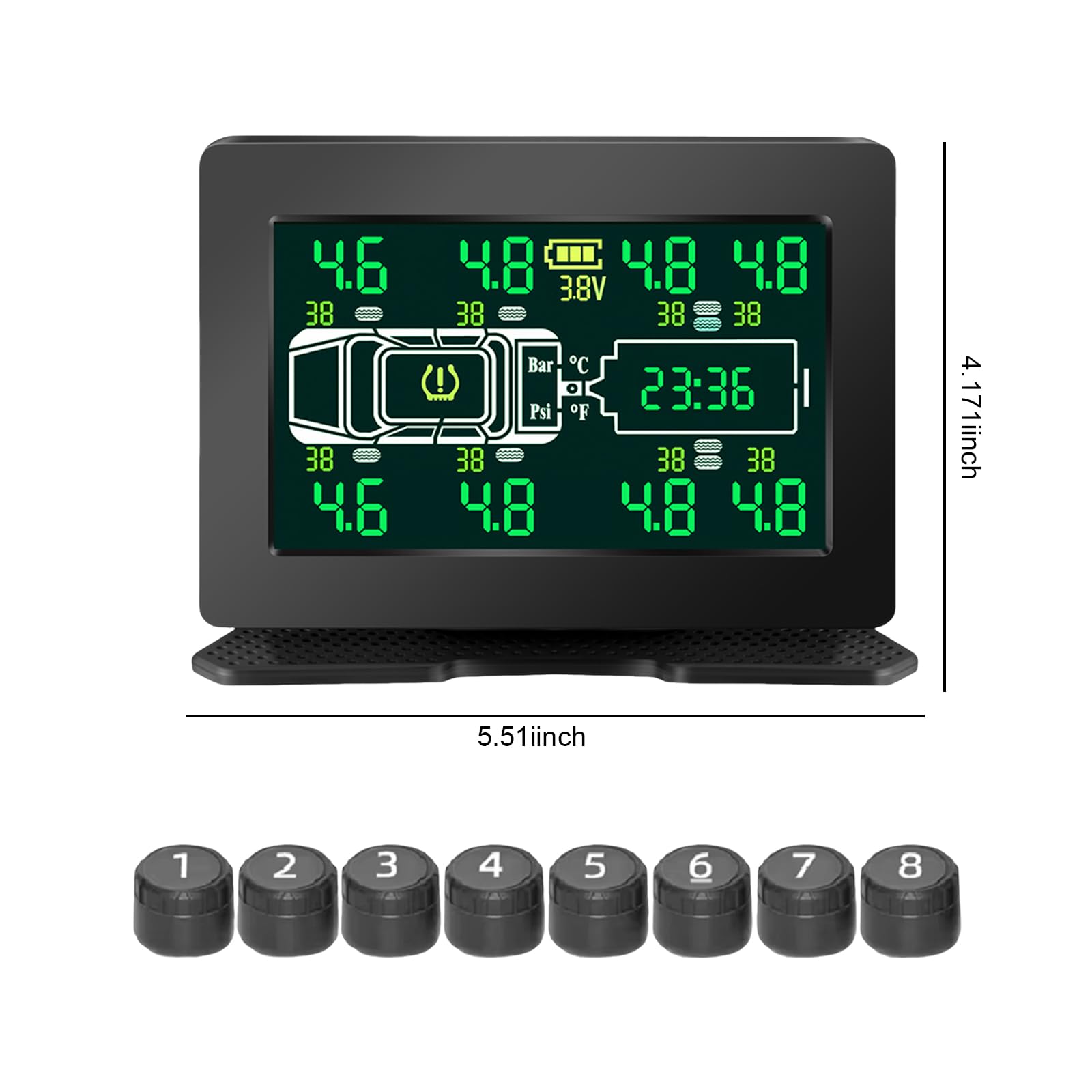 System monitorowania ciśnienia w oponach IP67 wodoodporny monitor temperatury w oponach z czujnikami 4/6/8 i dużym ekranem, system monitorowania ciśnienia w oponach w czasie rzeczywistym do samochodów