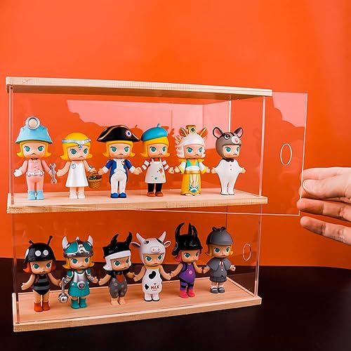 Miniatura 3 de Nynelly Vitrina de acrílico transparente de 2 niveles, vitrina a prueba de polvo para colección de ladrillos, bloques, juguetes, modelos,