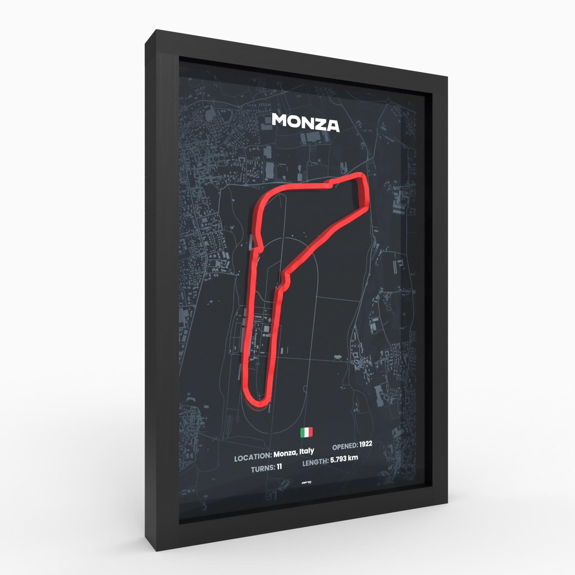 3D Motorsport Poster im Holzrahmen I Hochwertiger 3D Druck I Racetrack I Rennstrecken Poster I Geschenk für Mann oder Motorsportfans zu Weihnachten, Geburtstag