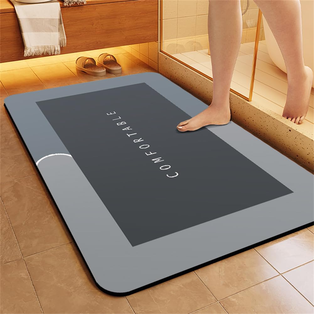 Tapis Antidérapant 70x140cm bain Diatomite Super Absorbant, Lavable Sèche Vite, Grand Doux Tapis d'Entrée Garden