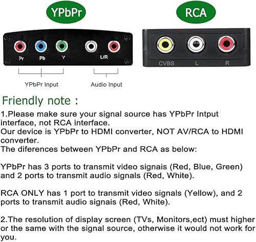 Miniatura 6 de Convertidor YPbPr a HDMI, Convertidor de Componente a HDMI, RGB a HDMI Soporta Video Audio Convertidor Adaptador HDMI V1.4 para DVD PSP Xbox 360 PS2