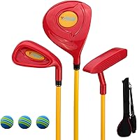 Vista 10 de Juego de palos de golf para niños PGM - Puede golpear bolas reales, juego de 3 piezas incluye madera, hierro y putter, ideal para niños y niñas