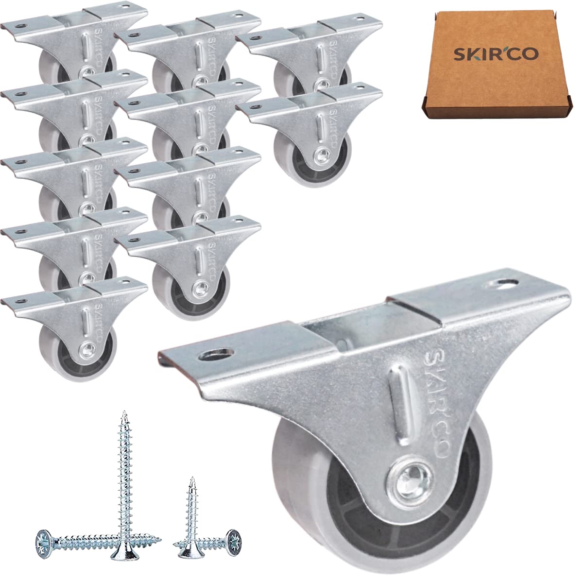 SKIR'CO Lot De 12 Roulettes En Caoutchouc De 40 Mm Pour Meubles