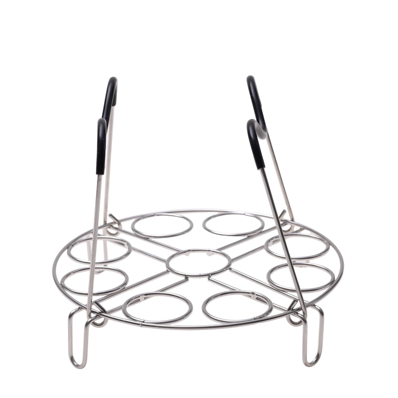 19.5cm Silver Egg Steamer Rack, Heat Resistant Silicone Handle